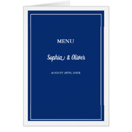 Modernes Minimalistisches Hochzeitsmenü mit blauer