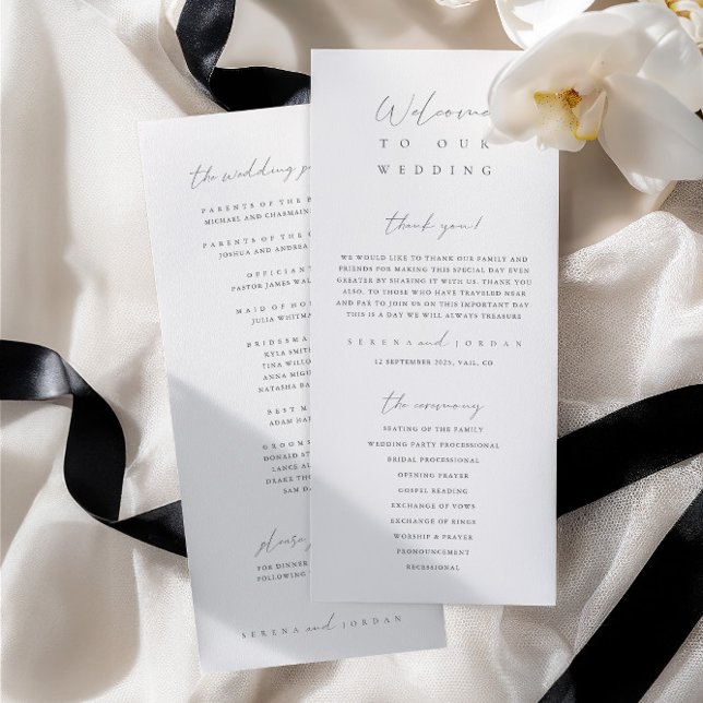 Modernes Minimalistisches Hochzeitsprogramm für El (Modern Minimalist Ivory Wedding Ceremony Program)