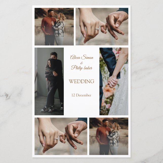 Modernes, minimalistisches Hochzeitsprogramm für F (Vorderseite)