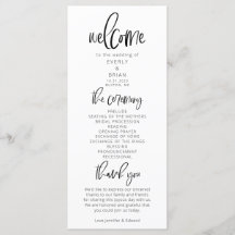 Modernes Minimalistisches Hochzeitsprogramm