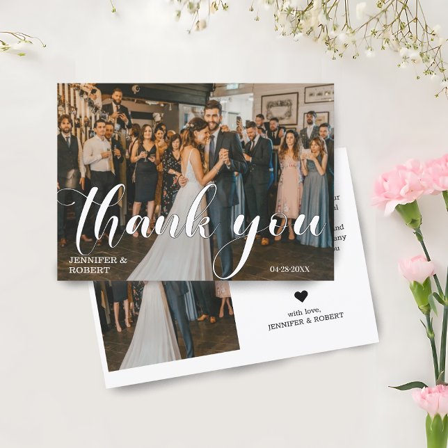 Modernes Minimalistisches Hochzeitsstipendium - Fo Dankeskarte (Modern Minimalist Wedding Photo Thank You Card)