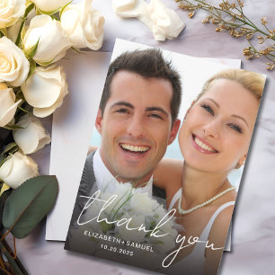 Modernes Minimalistisches Hochzeitsszenario Foto V Dankeskarte