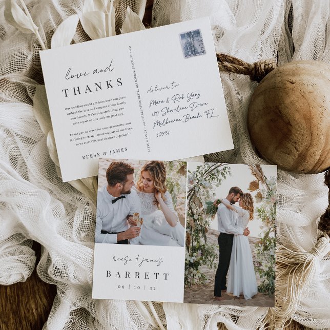 Modernes Minimalistisches Hochzeitsszenario Foto V Postkarte (Von Creator hochgeladen)