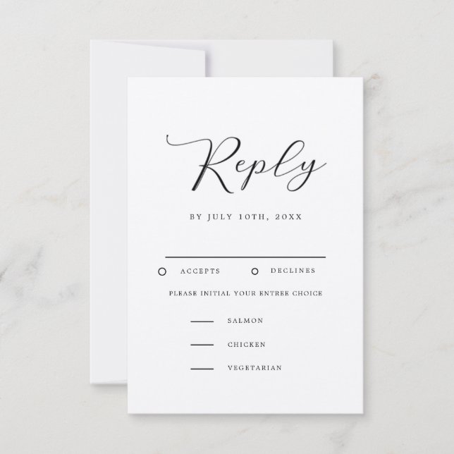 Modernes Minimalistisches Hochzeitsszenario mit Wa RSVP Karte (Vorderseite)