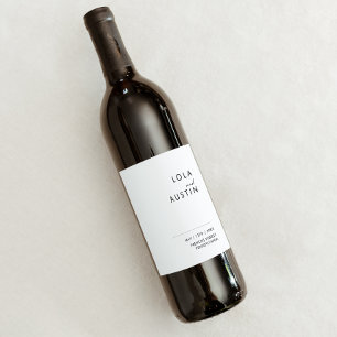 Modernes Minimalistisches Hochzeitsweinlabel Weinetikett