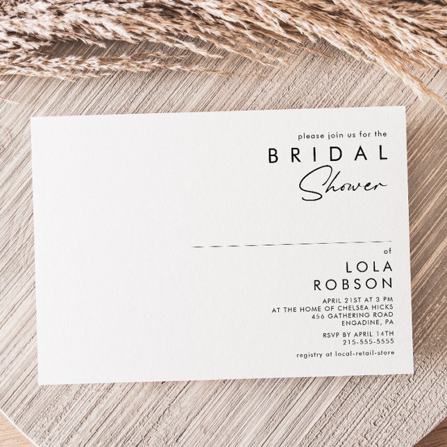 Modernes Minimalistisches horizontales Brautparty Einladung (Modern Minimalist Horizontal Bridal Shower Invitation.)