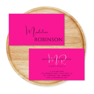 Modernes Minimalistisches Hot Pink-Script Visitenkarte