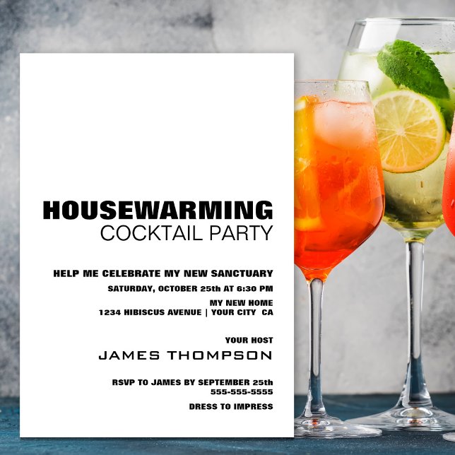 Modernes Minimalistisches Housewarming Cocktail Pa Einladung (Von Creator hochgeladen)
