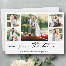Modernes Minimalistisches Ink Script 5 Foto Save The Date
