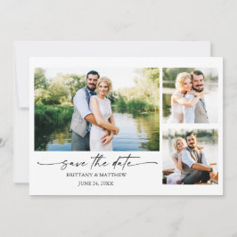 Modernes Minimalistisches Ink Script Couple 3 Foto Save The Date