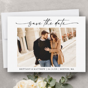 Modernes Minimalistisches Ink Script-Foto Save The Date