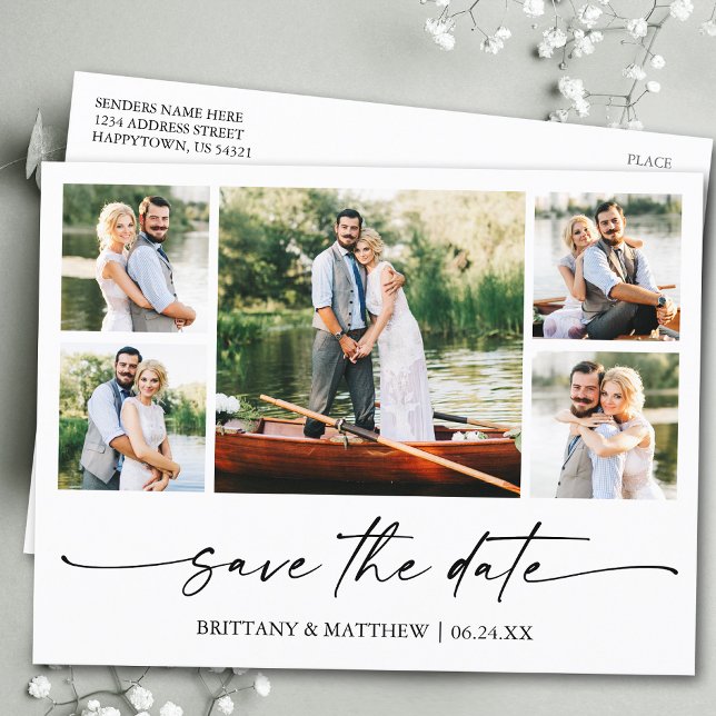 Modernes Minimalistisches Ink-Script Save the Date Postkarte (Customize to change your personalized text size or text style.)
