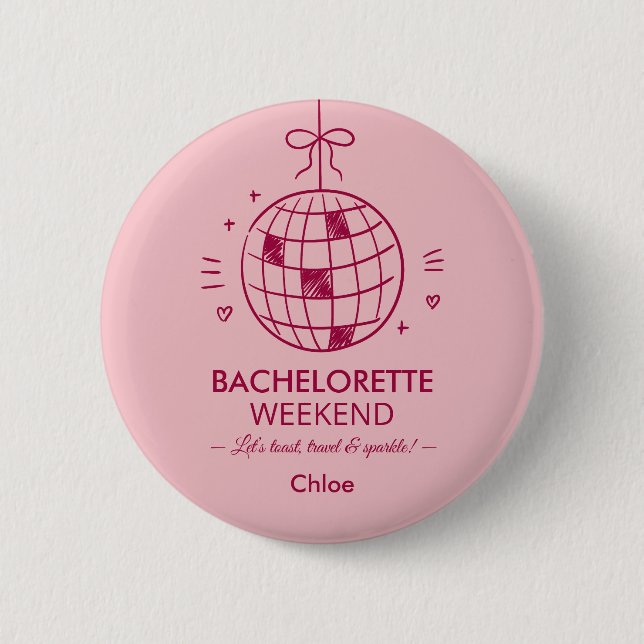 Modernes Minimalistisches Junggesellinnen-Wochenen Button (Vorderseite)