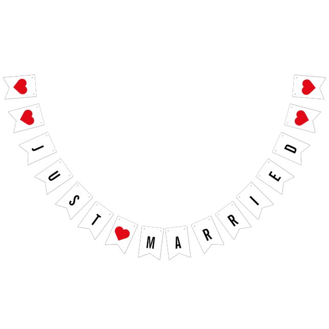 Modernes Minimalistisches Just Married Newlyweds Wimpelkette (Alle)