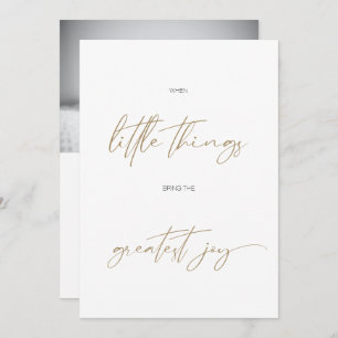 Modernes Minimalistisches Kalligrafie-Foto Baby Bi Ankündigung