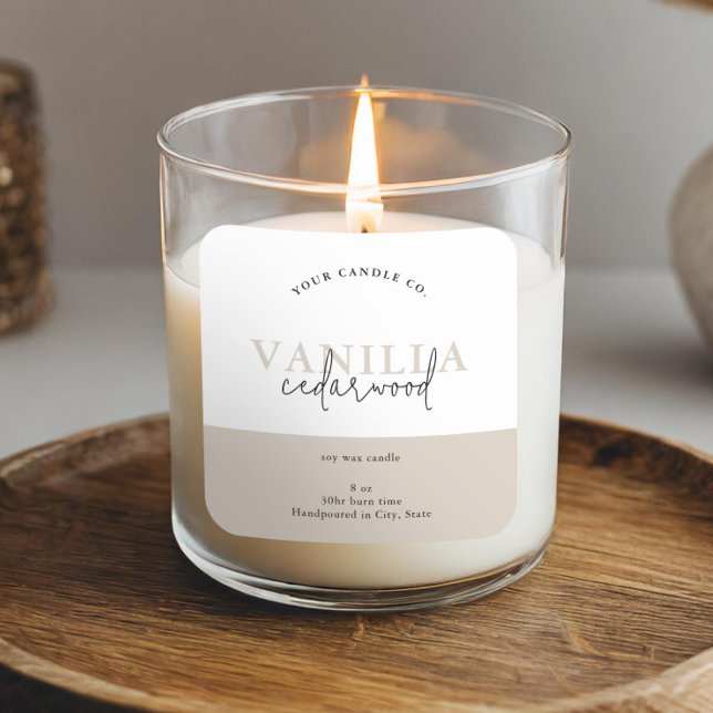 Modernes Minimalistisches Kerzensiegel Quadratischer Aufkleber (Von Creator hochgeladen)