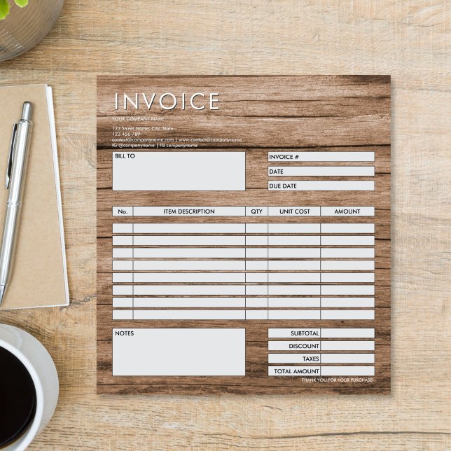 Modernes minimalistisches kleines Rechnungsformula Notizblock (professional Minimalist Small Invoice Form Business Logo Notepad)