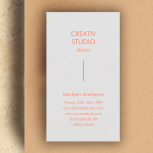 Modernes Minimalistisches Leichtgrau-Orange Visitenkarte