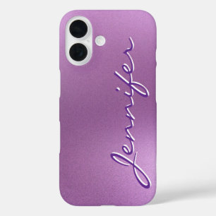 modernes, minimalistisches lila Metall personalisi iPhone 16 Hülle