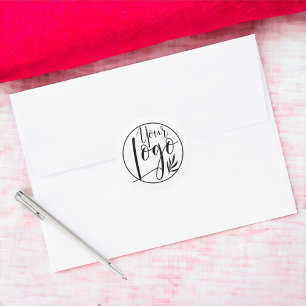 Modernes, minimalistisches Logo-Branding Schwarz-w Runder Aufkleber