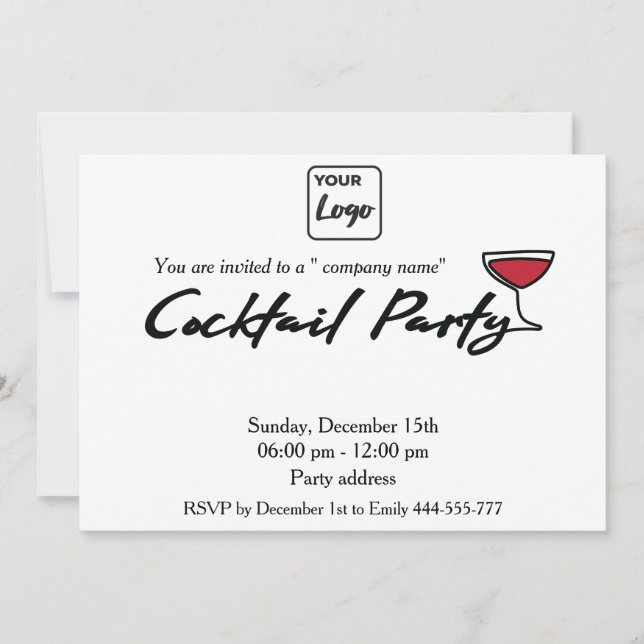 Modernes, minimalistisches Logo-Cocktail Party Einladung (Vorderseite)