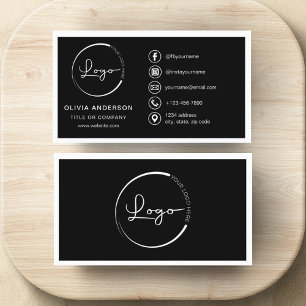 Modernes Minimalistisches Logo mit Social Media Ic Visitenkarte