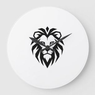 Modernes minimalistisches Löwenkopf-Symbol Große Wanduhr