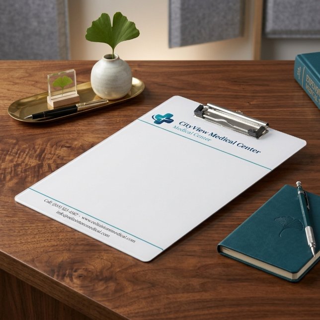 Modernes minimalistisches medizinisches Klemmbrett (Modern Minimalist Medical Clipboard Clinic Office Branding Template)