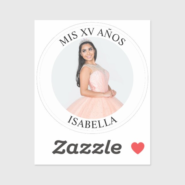 Modernes Minimalistisches Mis XV Años Foto Tiny Aufkleber (Blatt)