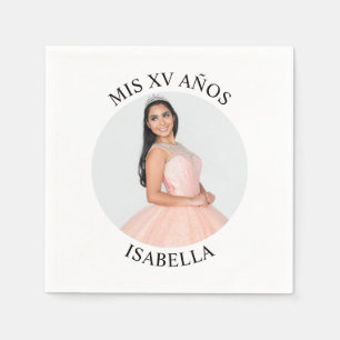 Modernes Minimalistisches Mis XV Años Round Foto Serviette
