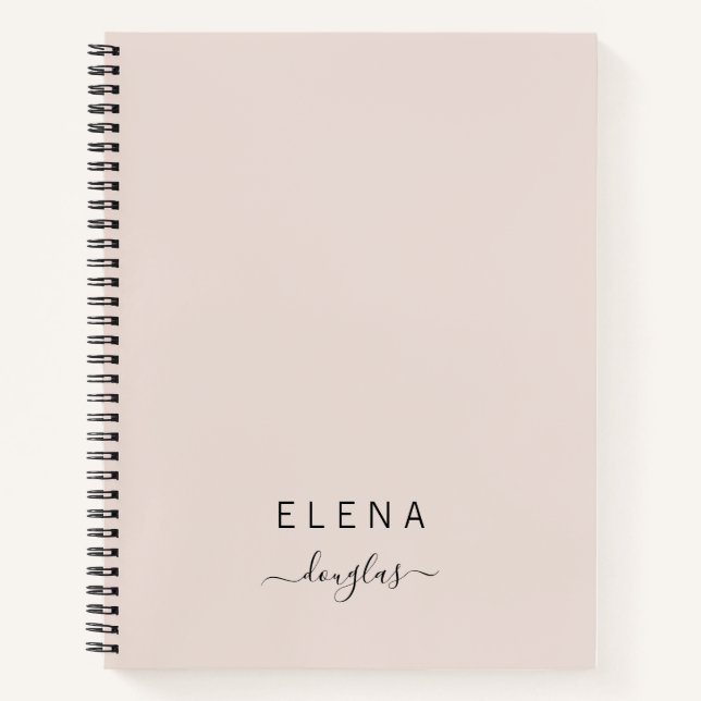 Modernes Minimalistisches Monogram-Blush-Script Notizbuch (Vorderseite)
