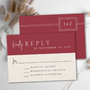 Modernes Minimalistisches Monogram-Hochzeitprogram RSVP Karte