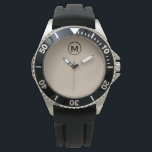 Modernes Minimalistisches Monogramm Armbanduhr<br><div class="desc">Moderne Sporty Monogram Einfache Beige Schwarz Monogram Emblem Minimal Classic Block Typografie</div>