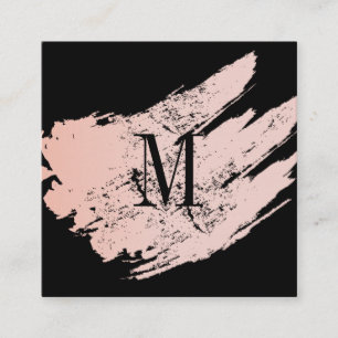 Modernes Minimalistisches Monogramm auf Schwarz/Ro Quadratische Visitenkarte