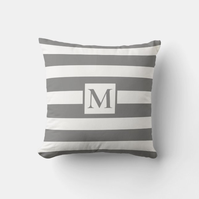 Modernes, minimalistisches Monogramm aus grauen St Kissen (Vorderseite)