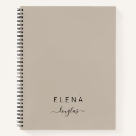 Modernes Minimalistisches Monogramm-Braunes Neutra Notizbuch