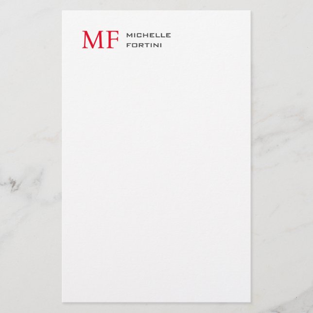 Modernes Minimalistisches Monogramm Erstweises Sch Briefpapier (Vorderseite)