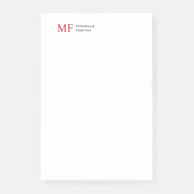 Modernes Minimalistisches Monogramm Erstweises Sch Post-it Klebezettel (Vorderseite)