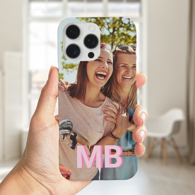 Modernes Minimalistisches Monogramm-Foto Case-Mate iPhone Hülle (Von Creator hochgeladen)