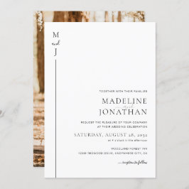 Modernes Minimalistisches Monogramm-Foto Hochzeit  Einladung