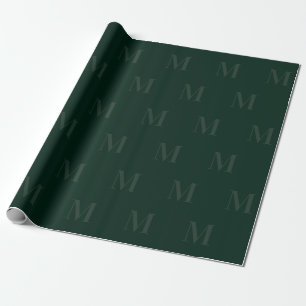 Modernes Minimalistisches Monogramm für Tiefwald Geschenkpapier