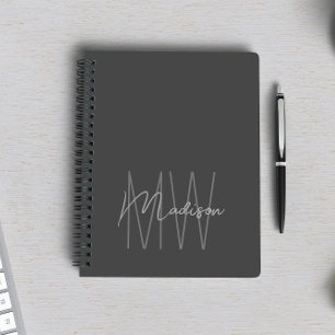 Modernes minimalistisches Monogramm Grau Notizblock