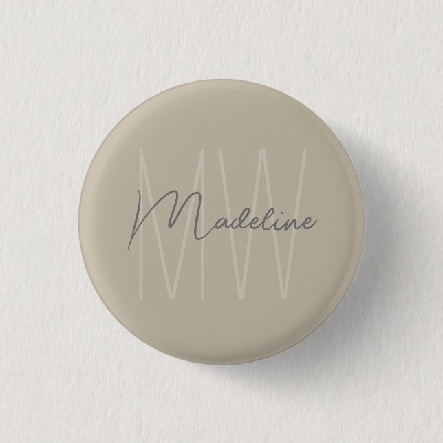 Modernes minimalistisches Monogramm-Knopf Button (Vorderseite)