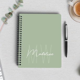 Modernes Minimalistisches Monogramm-Lichtbild-Grün Notizblock