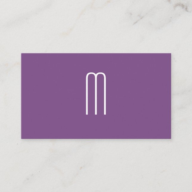 Modernes Minimalistisches Monogramm Lila Visitenkarte (Vorderseite)