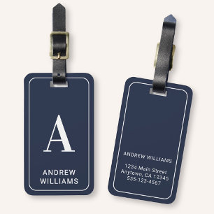 Modernes minimalistisches Monogramm mit Namen - Na Gepäckanhänger