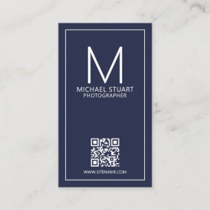 Modernes Minimalistisches Monogramm mit Qr Code Bu Visitenkarte