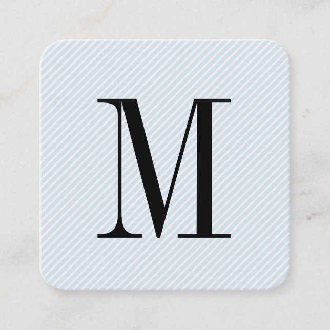 Modernes Minimalistisches Monogramm mit Streifen Quadratische Visitenkarte (Vorderseite)