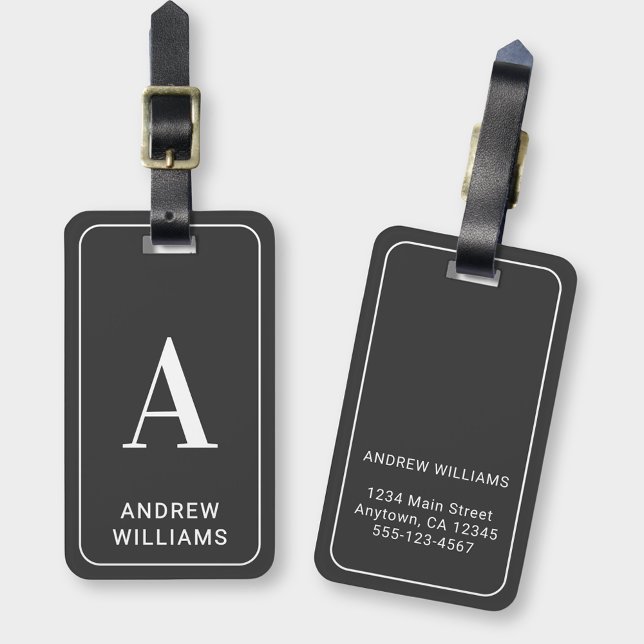 Modernes minimalistisches Monogramm & Name - Anthr Gepäckanhänger (Von Creator hochgeladen)