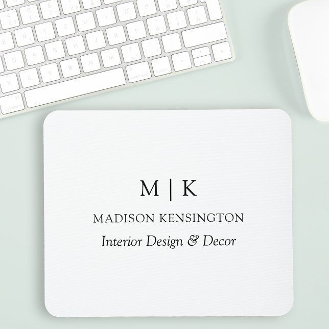 Modernes Minimalistisches Monogramm- oder Add-Logo Mousepad (Edit to Customize text, colors and more)